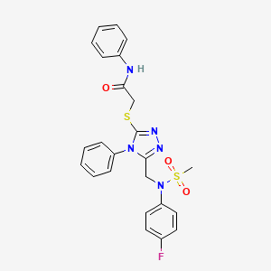 molecular formula C24H22FN5O3S2 B11310765 2-[(5-{[(4-fluorophenyl)(methylsulfonyl)amino]methyl}-4-phenyl-4H-1,2,4-triazol-3-yl)sulfanyl]-N-phenylacetamide 