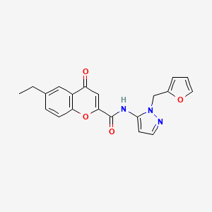 molecular formula C20H17N3O4 B11310779 6-ethyl-N-[1-(furan-2-ylmethyl)-1H-pyrazol-5-yl]-4-oxo-4H-chromene-2-carboxamide 