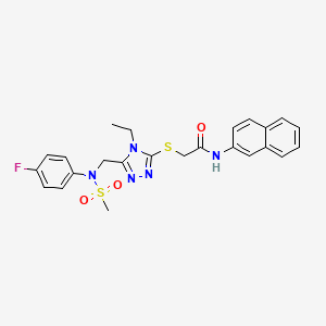 molecular formula C24H24FN5O3S2 B11310783 2-[(4-ethyl-5-{[(4-fluorophenyl)(methylsulfonyl)amino]methyl}-4H-1,2,4-triazol-3-yl)sulfanyl]-N-(naphthalen-2-yl)acetamide 