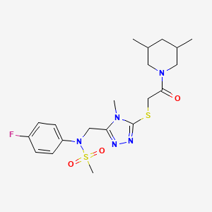 molecular formula C20H28FN5O3S2 B11310803 N-[(5-{[2-(3,5-dimethylpiperidin-1-yl)-2-oxoethyl]sulfanyl}-4-methyl-4H-1,2,4-triazol-3-yl)methyl]-N-(4-fluorophenyl)methanesulfonamide 