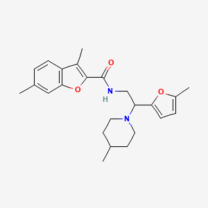 3,6-dimethyl-N-[2-(5-methylfuran-2-yl)-2-(4-methylpiperidin-1-yl)ethyl]-1-benzofuran-2-carboxamide