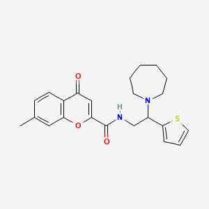 molecular formula C23H26N2O3S B11310856 N-[2-(azepan-1-yl)-2-(thiophen-2-yl)ethyl]-7-methyl-4-oxo-4H-chromene-2-carboxamide 