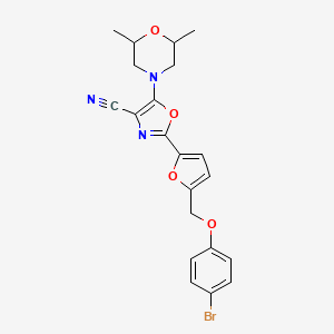 molecular formula C21H20BrN3O4 B11310860 2-{5-[(4-Bromophenoxy)methyl]furan-2-yl}-5-(2,6-dimethylmorpholin-4-yl)-1,3-oxazole-4-carbonitrile 