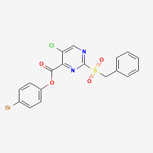 molecular formula C18H12BrClN2O4S B11310862 4-Bromophenyl 2-(benzylsulfonyl)-5-chloropyrimidine-4-carboxylate 