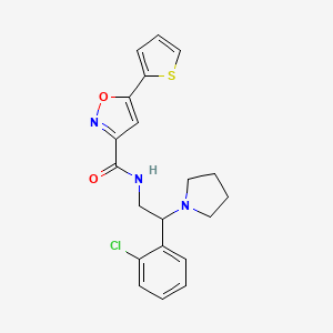 molecular formula C20H20ClN3O2S B11310933 N-[2-(2-chlorophenyl)-2-(pyrrolidin-1-yl)ethyl]-5-(thiophen-2-yl)-1,2-oxazole-3-carboxamide 