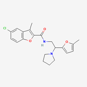 molecular formula C21H23ClN2O3 B11310943 5-chloro-3-methyl-N-[2-(5-methylfuran-2-yl)-2-(pyrrolidin-1-yl)ethyl]-1-benzofuran-2-carboxamide 