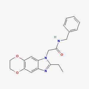 N-benzyl-2-(2-ethyl-6,7-dihydro-1H-[1,4]dioxino[2,3-f]benzimidazol-1-yl)acetamide