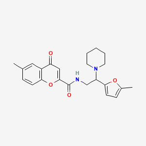 6-methyl-N-[2-(5-methylfuran-2-yl)-2-(piperidin-1-yl)ethyl]-4-oxo-4H-chromene-2-carboxamide