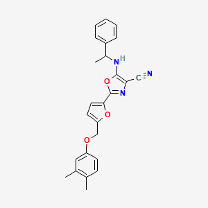 2-{5-[(3,4-Dimethylphenoxy)methyl]furan-2-yl}-5-[(1-phenylethyl)amino]-1,3-oxazole-4-carbonitrile