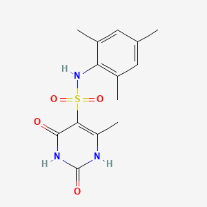 molecular formula C14H17N3O4S B11311108 2-hydroxy-4-methyl-6-oxo-N-(2,4,6-trimethylphenyl)-1,6-dihydropyrimidine-5-sulfonamide 