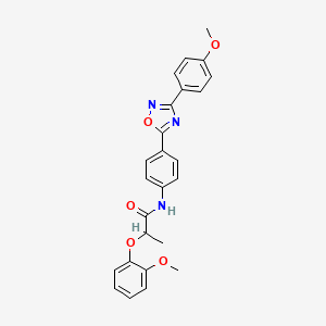 2-(2-methoxyphenoxy)-N-{4-[3-(4-methoxyphenyl)-1,2,4-oxadiazol-5-yl]phenyl}propanamide