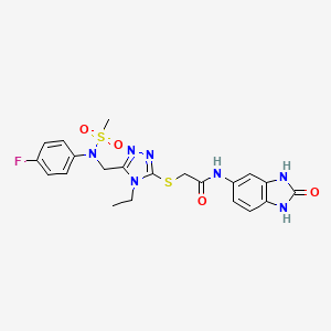 2-[(4-ethyl-5-{[(4-fluorophenyl)(methylsulfonyl)amino]methyl}-4H-1,2,4-triazol-3-yl)sulfanyl]-N-(2-oxo-2,3-dihydro-1H-benzimidazol-5-yl)acetamide