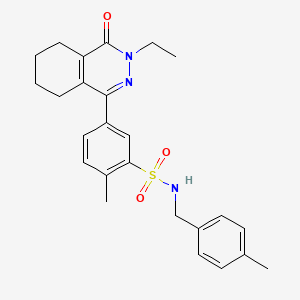 molecular formula C25H29N3O3S B11311338 5-(3-ethyl-4-oxo-3,4,5,6,7,8-hexahydrophthalazin-1-yl)-2-methyl-N-(4-methylbenzyl)benzenesulfonamide 