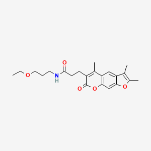 molecular formula C22H27NO5 B11311344 N-(3-Ethoxypropyl)-3-{2,3,5-trimethyl-7-oxo-7H-furo[3,2-G]chromen-6-YL}propanamide 