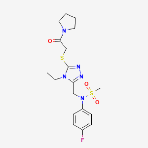 N-[(4-ethyl-5-{[2-oxo-2-(pyrrolidin-1-yl)ethyl]sulfanyl}-4H-1,2,4-triazol-3-yl)methyl]-N-(4-fluorophenyl)methanesulfonamide