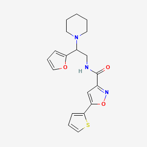 N-[2-(furan-2-yl)-2-(piperidin-1-yl)ethyl]-5-(thiophen-2-yl)-1,2-oxazole-3-carboxamide