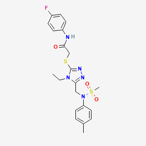 molecular formula C21H24FN5O3S2 B11311392 2-[(4-ethyl-5-{[(4-methylphenyl)(methylsulfonyl)amino]methyl}-4H-1,2,4-triazol-3-yl)sulfanyl]-N-(4-fluorophenyl)acetamide 