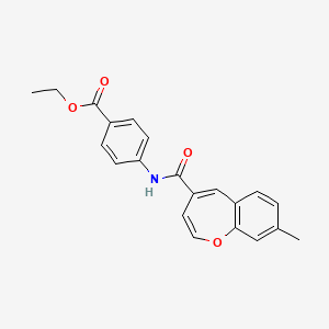 molecular formula C21H19NO4 B11311412 Ethyl 4-{[(8-methyl-1-benzoxepin-4-yl)carbonyl]amino}benzoate 