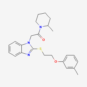 molecular formula C24H29N3O2S B11311416 2-(2-{[2-(3-methylphenoxy)ethyl]sulfanyl}-1H-benzimidazol-1-yl)-1-(2-methylpiperidin-1-yl)ethanone 