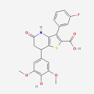 3-(3-Fluorophenyl)-5-hydroxy-7-(4-hydroxy-3,5-dimethoxyphenyl)-6,7-dihydrothieno[3,2-b]pyridine-2-carboxylic acid