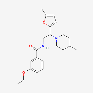 3-ethoxy-N-[2-(5-methylfuran-2-yl)-2-(4-methylpiperidin-1-yl)ethyl]benzamide