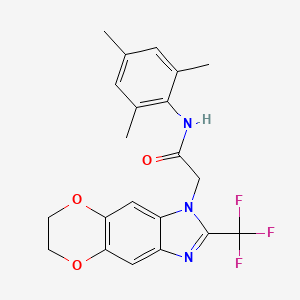 molecular formula C21H20F3N3O3 B11311463 N-mesityl-2-[2-(trifluoromethyl)-6,7-dihydro-1H-[1,4]dioxino[2,3-f]benzimidazol-1-yl]acetamide 