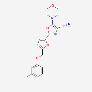 molecular formula C21H21N3O4 B11311480 2-{5-[(3,4-Dimethylphenoxy)methyl]furan-2-yl}-5-(morpholin-4-yl)-1,3-oxazole-4-carbonitrile 