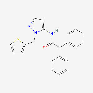 2,2-diphenyl-N-{1-[(thiophen-2-yl)methyl]-1H-pyrazol-5-yl}acetamide