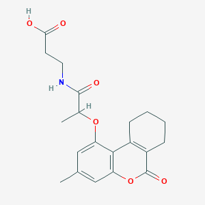 molecular formula C20H23NO6 B11311531 N-{2-[(3-methyl-6-oxo-7,8,9,10-tetrahydro-6H-benzo[c]chromen-1-yl)oxy]propanoyl}-beta-alanine 