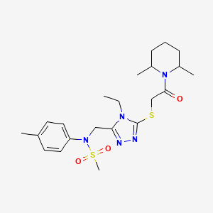 molecular formula C22H33N5O3S2 B11311542 N-[(5-{[2-(2,6-dimethylpiperidin-1-yl)-2-oxoethyl]sulfanyl}-4-ethyl-4H-1,2,4-triazol-3-yl)methyl]-N-(4-methylphenyl)methanesulfonamide 