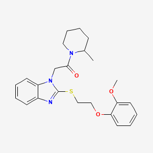 2-(2-{[2-(2-methoxyphenoxy)ethyl]sulfanyl}-1H-benzimidazol-1-yl)-1-(2-methylpiperidin-1-yl)ethanone