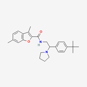 molecular formula C27H34N2O2 B11311645 N-[2-(4-tert-butylphenyl)-2-(pyrrolidin-1-yl)ethyl]-3,6-dimethyl-1-benzofuran-2-carboxamide 