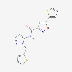 5-(thiophen-2-yl)-N-[1-(thiophen-2-ylmethyl)-1H-pyrazol-5-yl]-1,2-oxazole-3-carboxamide