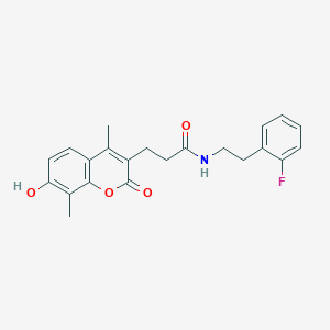 molecular formula C22H22FNO4 B11311704 N-[2-(2-fluorophenyl)ethyl]-3-(7-hydroxy-4,8-dimethyl-2-oxo-2H-chromen-3-yl)propanamide 