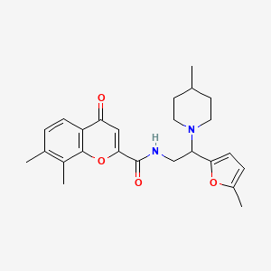 7,8-dimethyl-N-[2-(5-methylfuran-2-yl)-2-(4-methylpiperidin-1-yl)ethyl]-4-oxo-4H-chromene-2-carboxamide