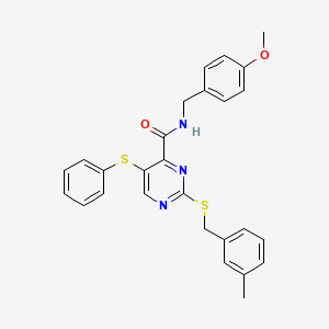 N-(4-methoxybenzyl)-2-[(3-methylbenzyl)sulfanyl]-5-(phenylsulfanyl)pyrimidine-4-carboxamide