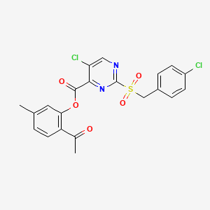 2-Acetyl-5-methylphenyl 5-chloro-2-[(4-chlorobenzyl)sulfonyl]pyrimidine-4-carboxylate