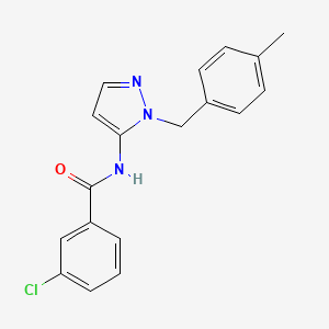 molecular formula C18H16ClN3O B11311755 3-chloro-N-[1-(4-methylbenzyl)-1H-pyrazol-5-yl]benzamide 