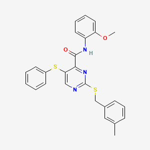 N-(2-methoxyphenyl)-2-[(3-methylbenzyl)sulfanyl]-5-(phenylsulfanyl)pyrimidine-4-carboxamide