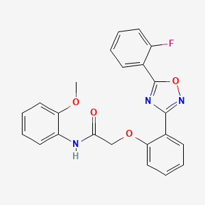 molecular formula C23H18FN3O4 B11311827 2-{2-[5-(2-fluorophenyl)-1,2,4-oxadiazol-3-yl]phenoxy}-N-(2-methoxyphenyl)acetamide 