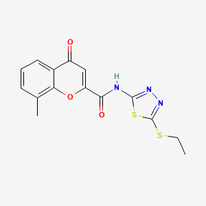 molecular formula C15H13N3O3S2 B11311857 N-[5-(ethylsulfanyl)-1,3,4-thiadiazol-2-yl]-8-methyl-4-oxo-4H-chromene-2-carboxamide 