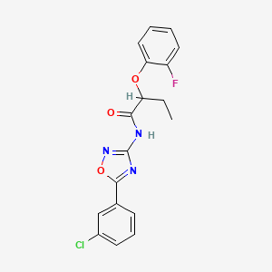 molecular formula C18H15ClFN3O3 B11311863 N-[5-(3-chlorophenyl)-1,2,4-oxadiazol-3-yl]-2-(2-fluorophenoxy)butanamide 