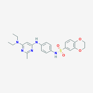 molecular formula C23H27N5O4S B11311868 N-(4-{[6-(diethylamino)-2-methylpyrimidin-4-yl]amino}phenyl)-2,3-dihydro-1,4-benzodioxine-6-sulfonamide 