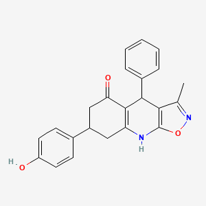 molecular formula C23H20N2O3 B11311927 7-(4-Hydroxyphenyl)-3-methyl-4-phenyl-4,6,7,8-tetrahydro[1,2]oxazolo[5,4-b]quinolin-5-ol 