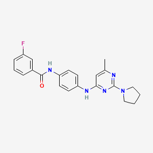 3-Fluoro-N-(4-{[6-methyl-2-(pyrrolidin-1-YL)pyrimidin-4-YL]amino}phenyl)benzamide