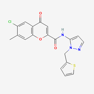 molecular formula C19H14ClN3O3S B11311974 6-chloro-7-methyl-4-oxo-N-[1-(thiophen-2-ylmethyl)-1H-pyrazol-5-yl]-4H-chromene-2-carboxamide 