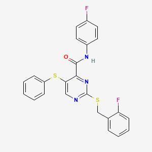 2-[(2-fluorobenzyl)sulfanyl]-N-(4-fluorophenyl)-5-(phenylsulfanyl)pyrimidine-4-carboxamide