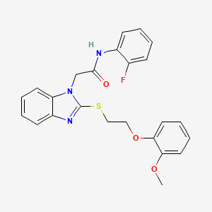 molecular formula C24H22FN3O3S B11312055 N-(2-fluorophenyl)-2-(2-{[2-(2-methoxyphenoxy)ethyl]sulfanyl}-1H-benzimidazol-1-yl)acetamide 