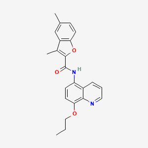 molecular formula C23H22N2O3 B11312119 3,5-dimethyl-N-(8-propoxyquinolin-5-yl)-1-benzofuran-2-carboxamide 