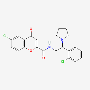 6-chloro-N-[2-(2-chlorophenyl)-2-(pyrrolidin-1-yl)ethyl]-4-oxo-4H-chromene-2-carboxamide